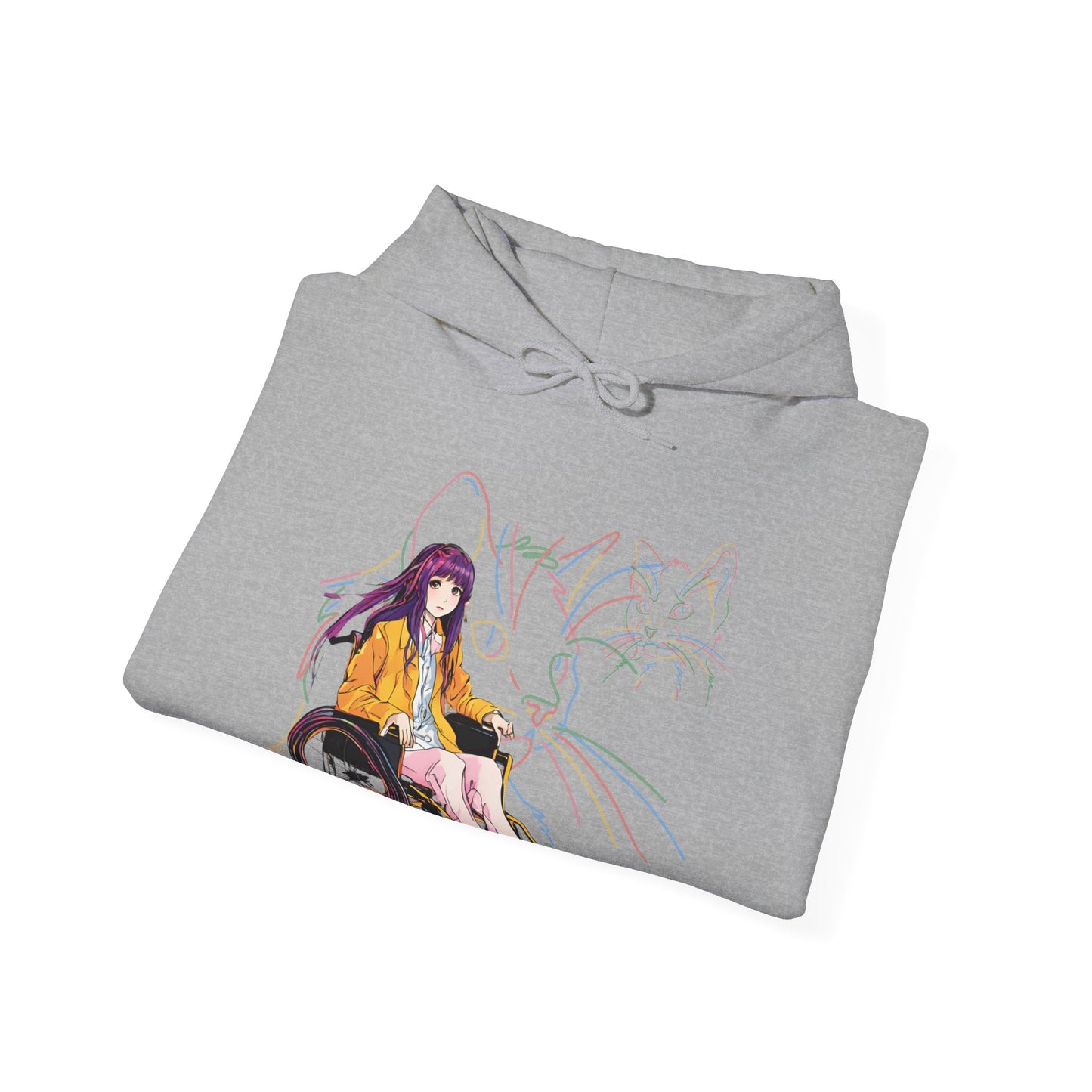 Unisex Heavy Blend™ Hooded Sweatshirt Designed as the perfect gift or merch for that cat loving inspirational wheelchair or mobility scooter trendy lady.