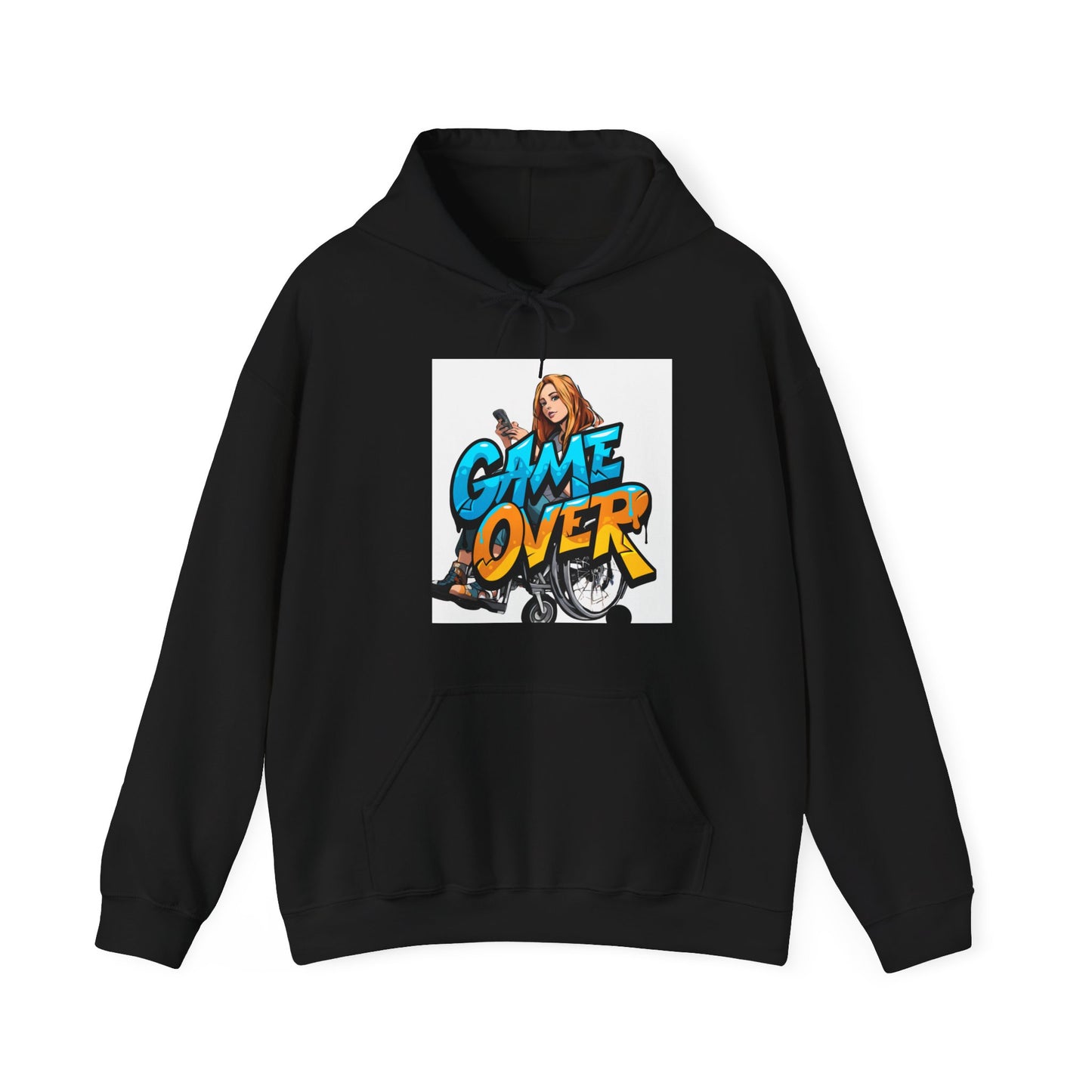 Unisex Heavy Blend™ Hooded Sweatshirt Designed as the perfect gift or merch for that video game loving inspirational wheelchair or mobility scooter gamer.