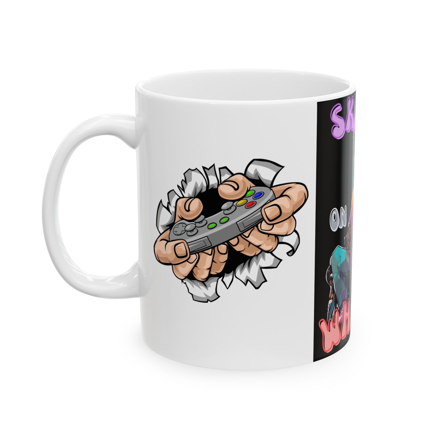 Ceramic Mug, (11oz, 15oz) Designed as the perfect gift or merch for that video game loving inspirational wheelchair or mobility scooter gamer.