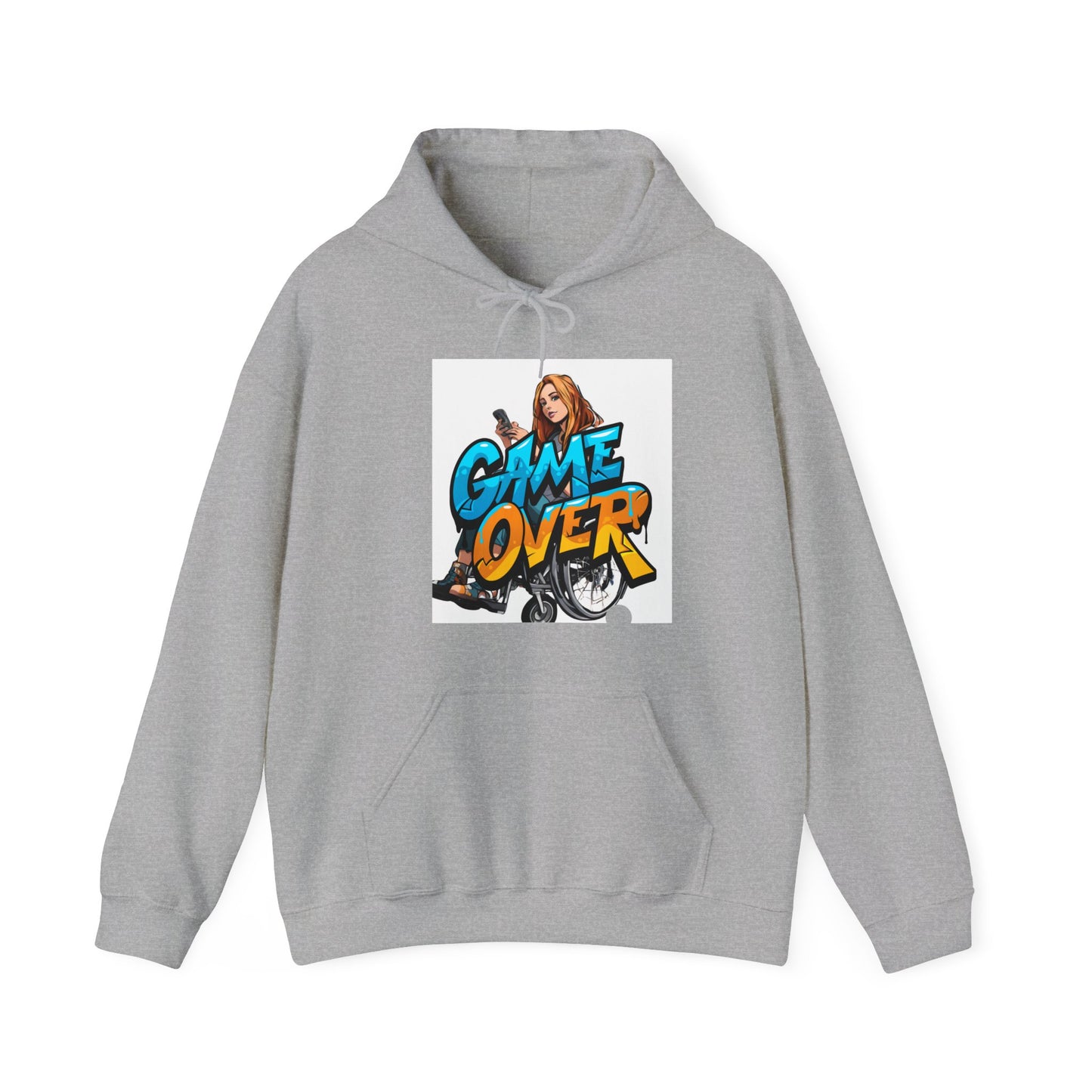 Unisex Heavy Blend™ Hooded Sweatshirt Designed as the perfect gift or merch for that video game loving inspirational wheelchair or mobility scooter gamer.