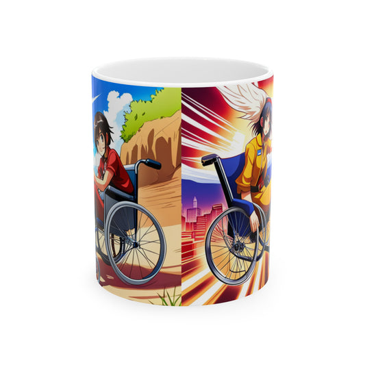 Ceramic Mug, (11oz, 15oz)designed as the perfect gift for that artistic and inspirational wheelchair or mobility scooter user.