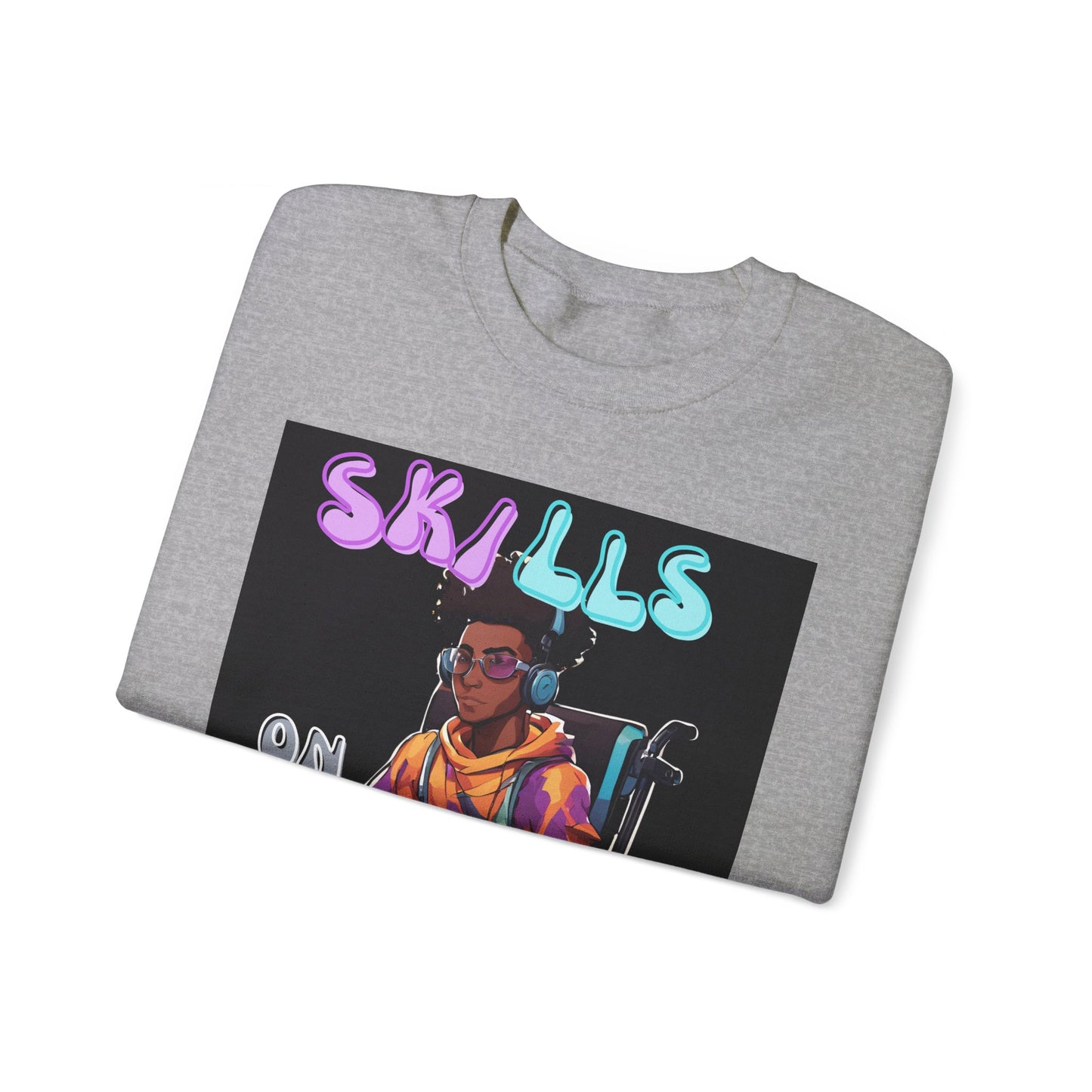 Unisex Heavy Blend™ Crewneck Sweatshirt Designed as the perfect gift or merch for that video game loving inspirational wheelchair or mobility scooter gamer.