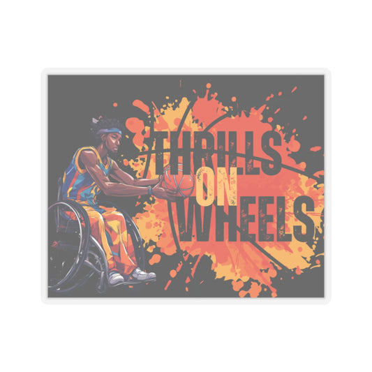 Kiss-Cut Stickers Designed as the perfect gift or merch for that inspirational wheelchair basketball loving and competitive wheelchair mobility scooter user.