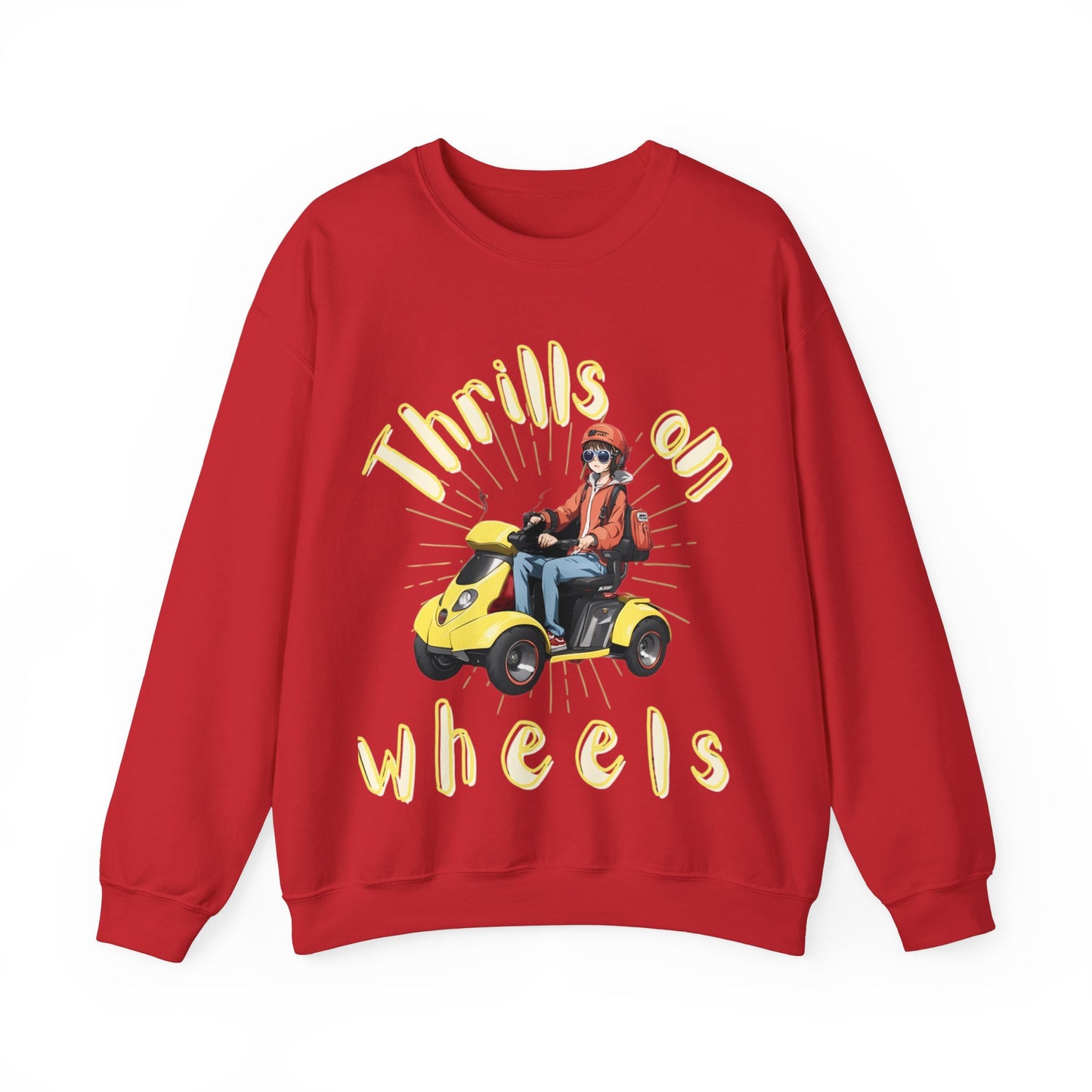 Unisex Heavy Blend™ Crewneck SweatshirtDesigned as the perfect gift or merch for that dynamic inspirational wheelchair or mobility scooter using trendy lady