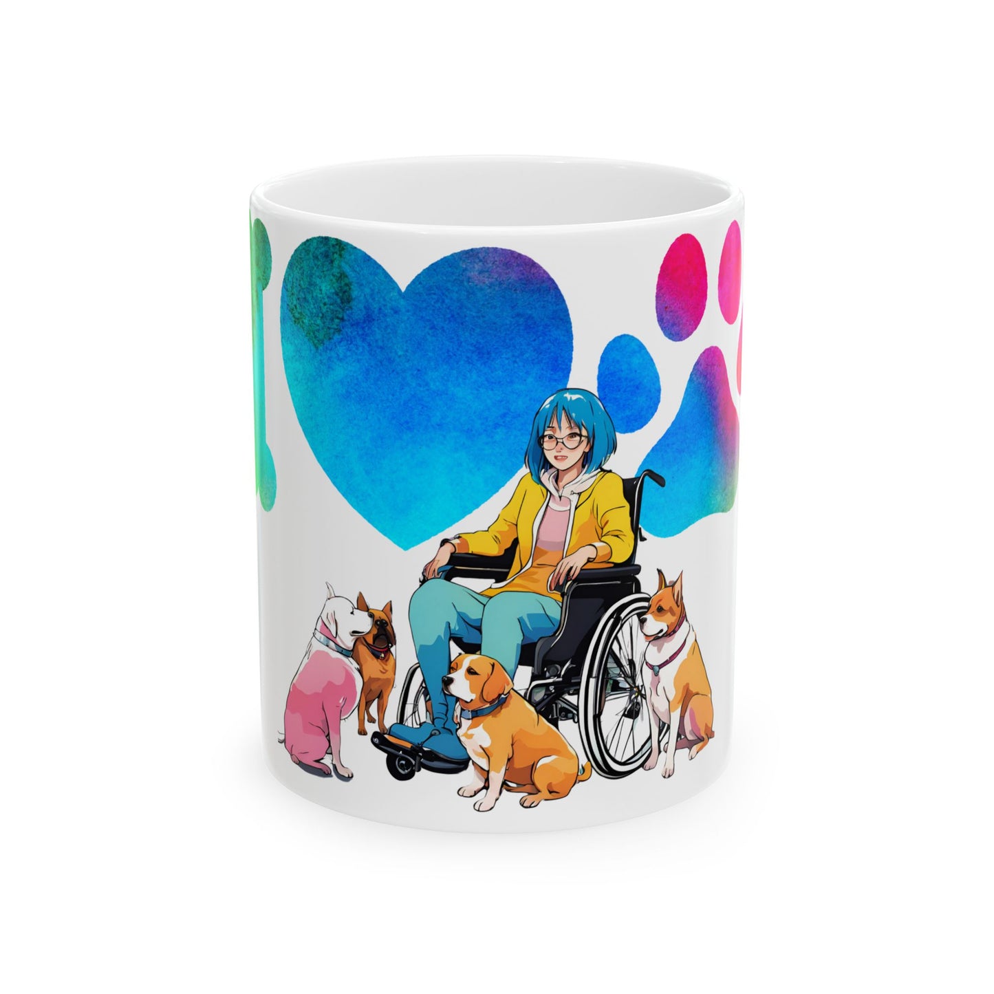 Ceramic Mug, (11oz, 15oz) Designed as the perfect gift or merch for that dog loving inspirational wheelchair or mobility scooter users