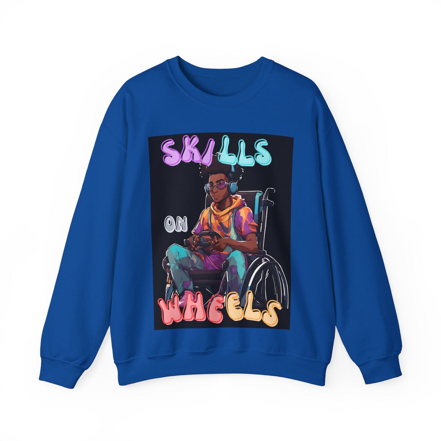 Unisex Heavy Blend™ Crewneck Sweatshirt Designed as the perfect gift or merch for that video game loving inspirational wheelchair or mobility scooter gamer.