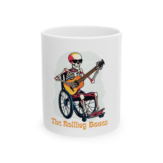 Ceramic Mug designed as the perfect gift or merch for that dynamic inspirational music loving wheelchair or mobility scooter using rocker.