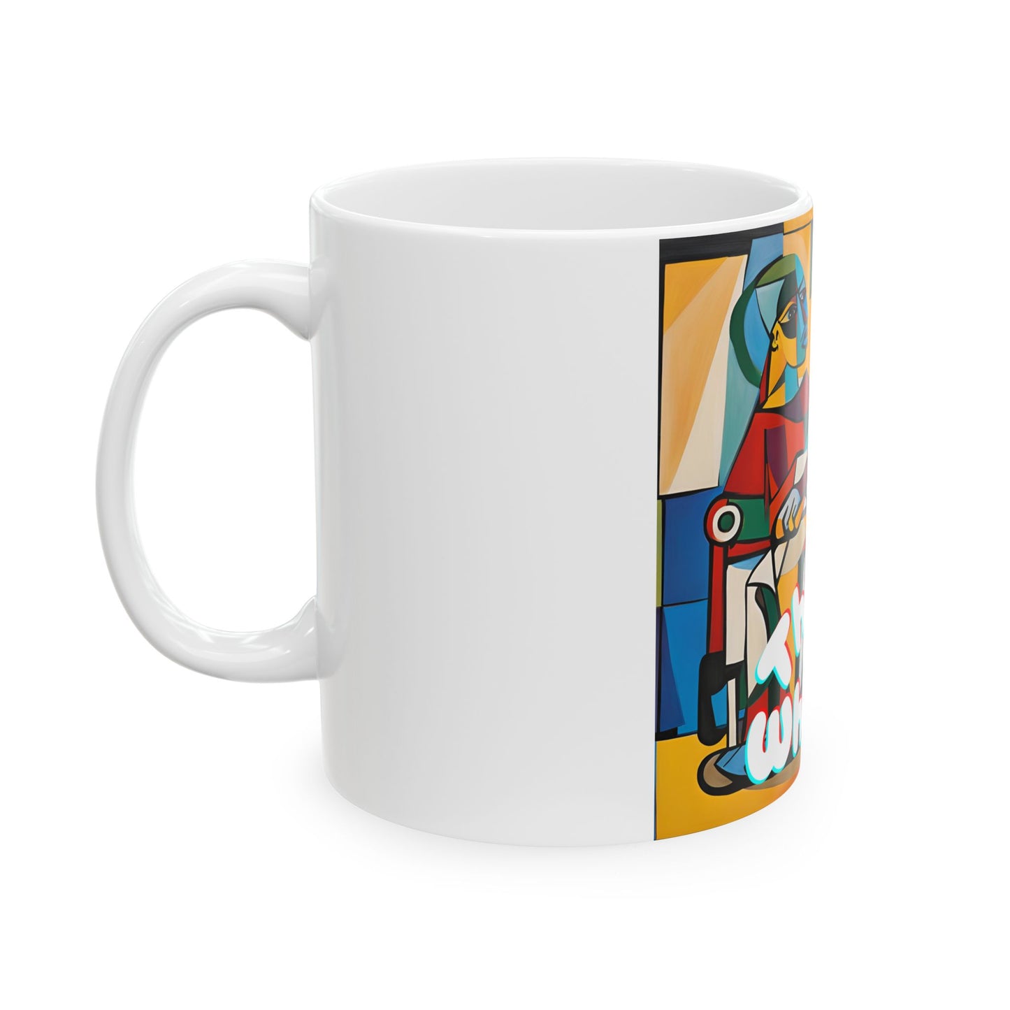 Ceramic Mug, (11oz, 15oz) Designed as the perfect gift or merch for that art loving and creative inspirational wheelchair or mobility scooter user.