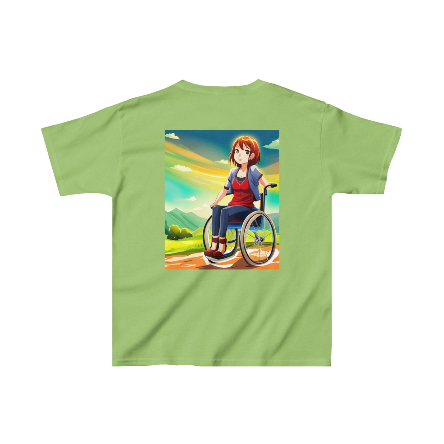 Kids Heavy Cotton™ Tee designed as the perfect gift for that young dynamic inspirational wheelchair or mobility scooter user.