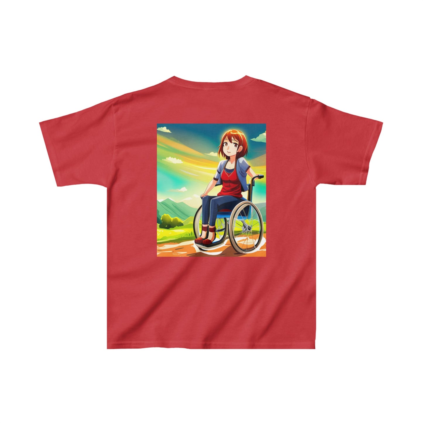 Kids Heavy Cotton™ Tee designed as the perfect gift for that young dynamic inspirational wheelchair or mobility scooter user.