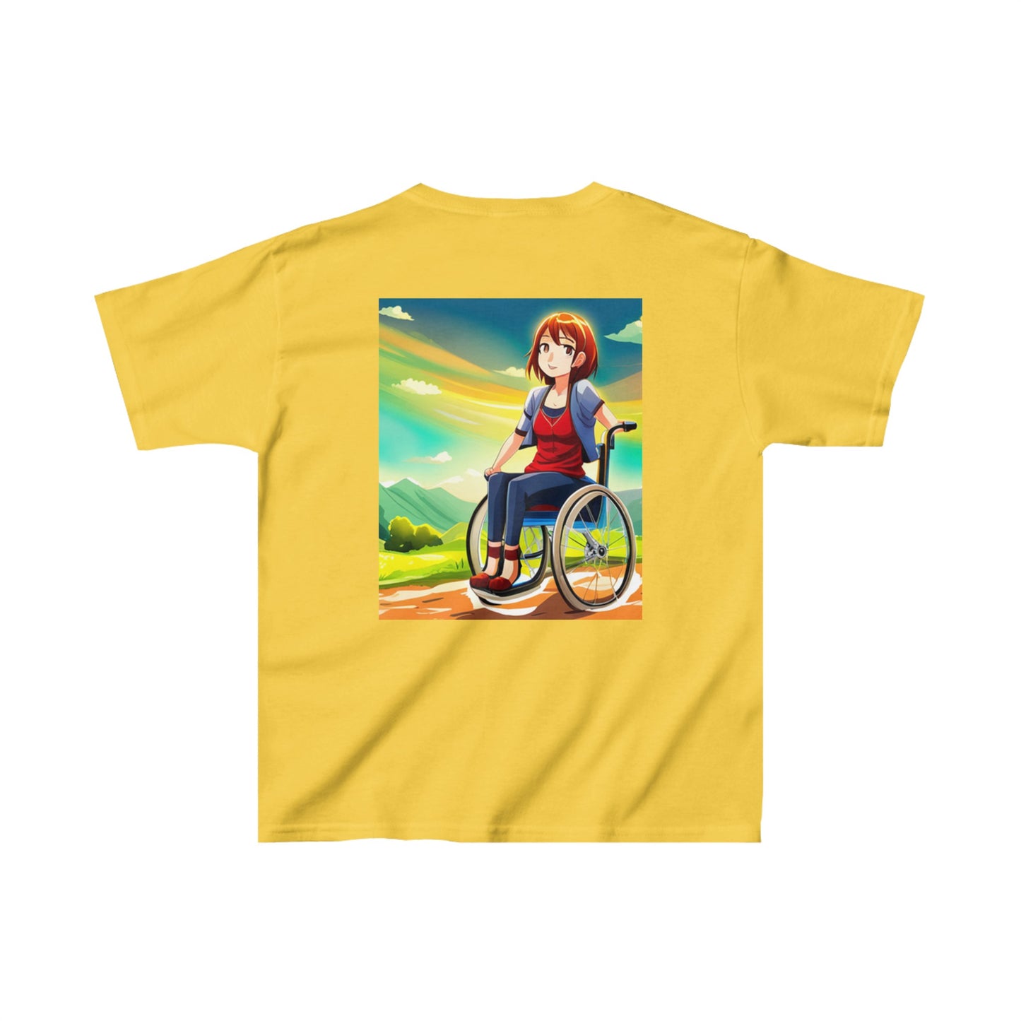 Kids Heavy Cotton™ Tee designed as the perfect gift for that young dynamic inspirational wheelchair or mobility scooter user.