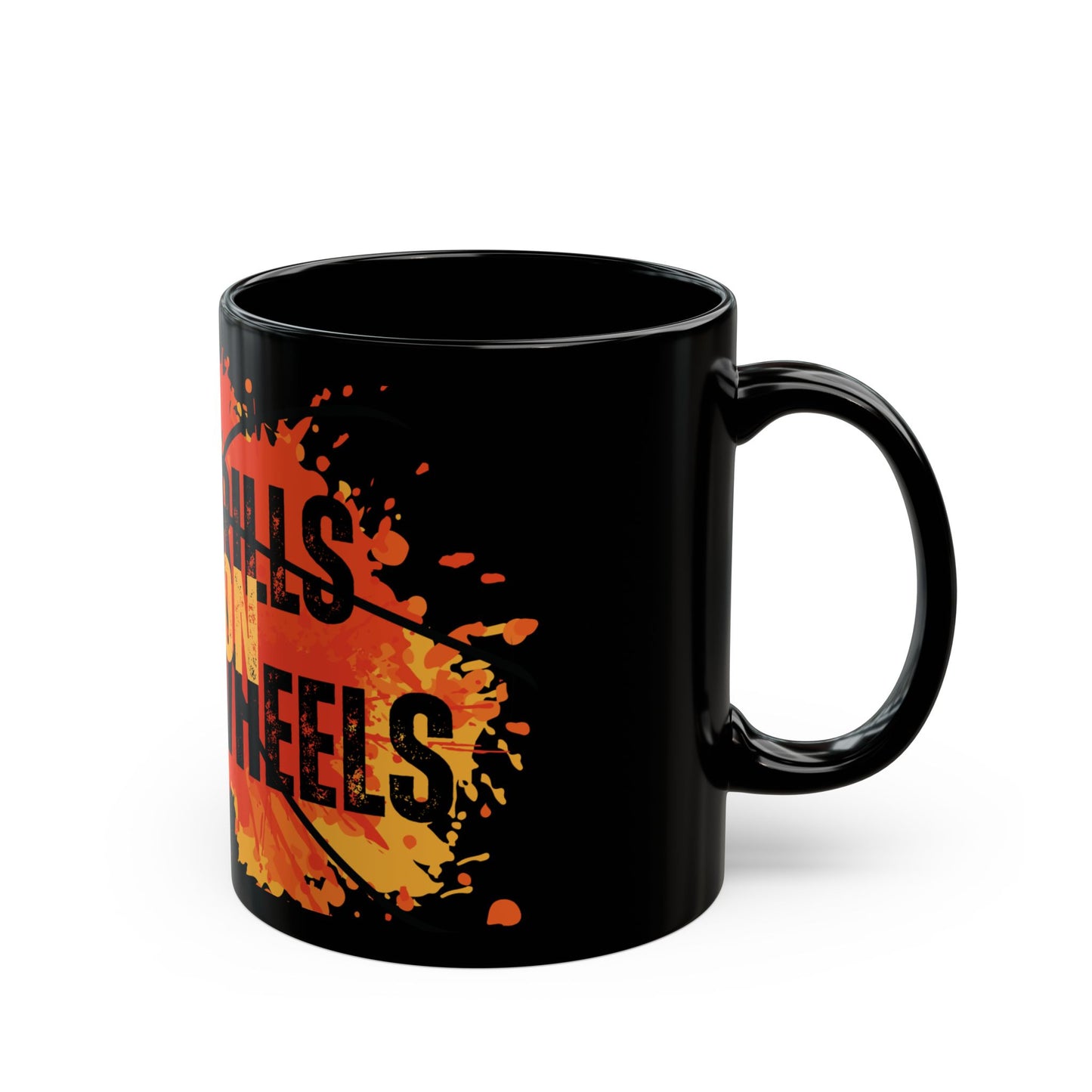 Black Mug (11oz, 15oz) Designed as the perfect gift or merch for that inspirational wheelchair basketball loving and competitive wheelchair mobility scooter user.