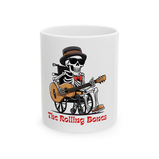 Ceramic Mug designed as the perfect gift or merch for that dynamic inspirational music loving wheelchair or mobility scooter using rocker.