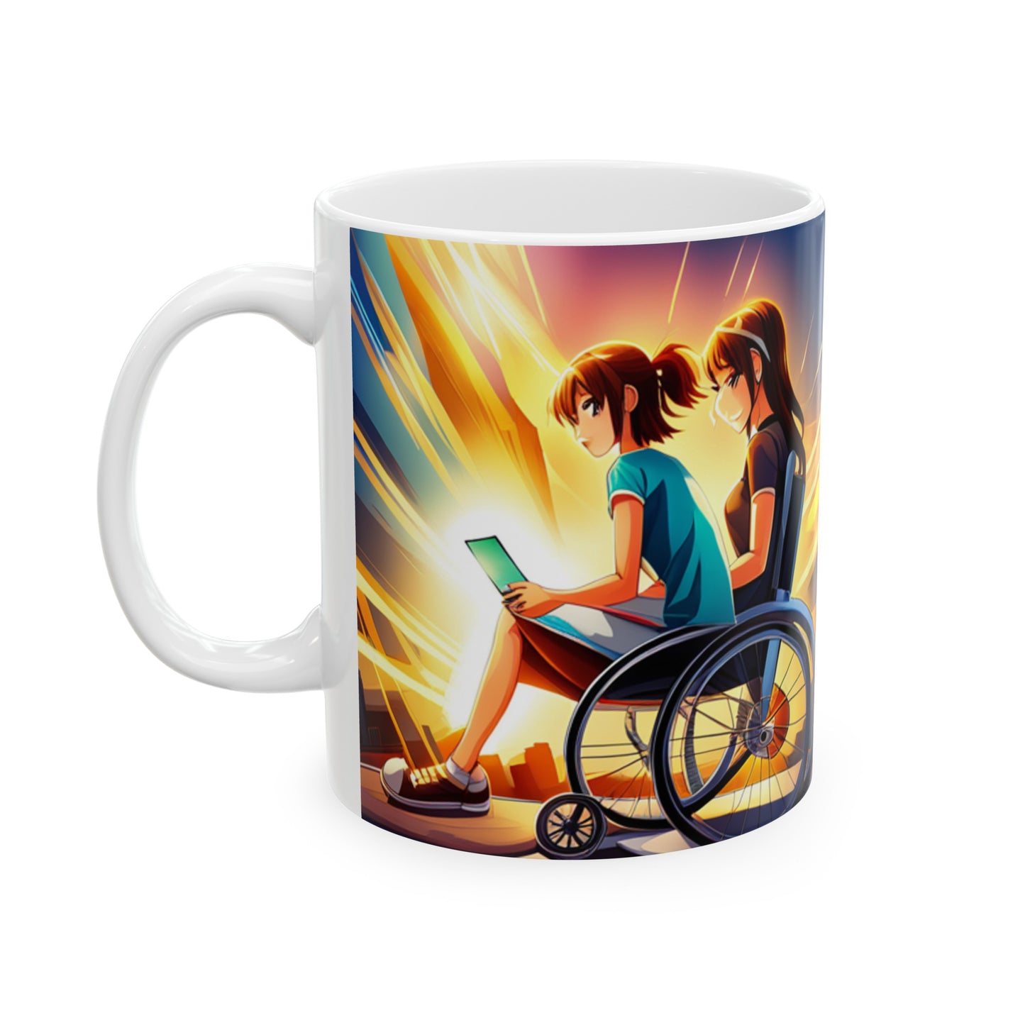 Ceramic Mug, (11oz, 15oz)designed as the perfect gift for that artistic and inspirational wheelchair or mobility scooter user.