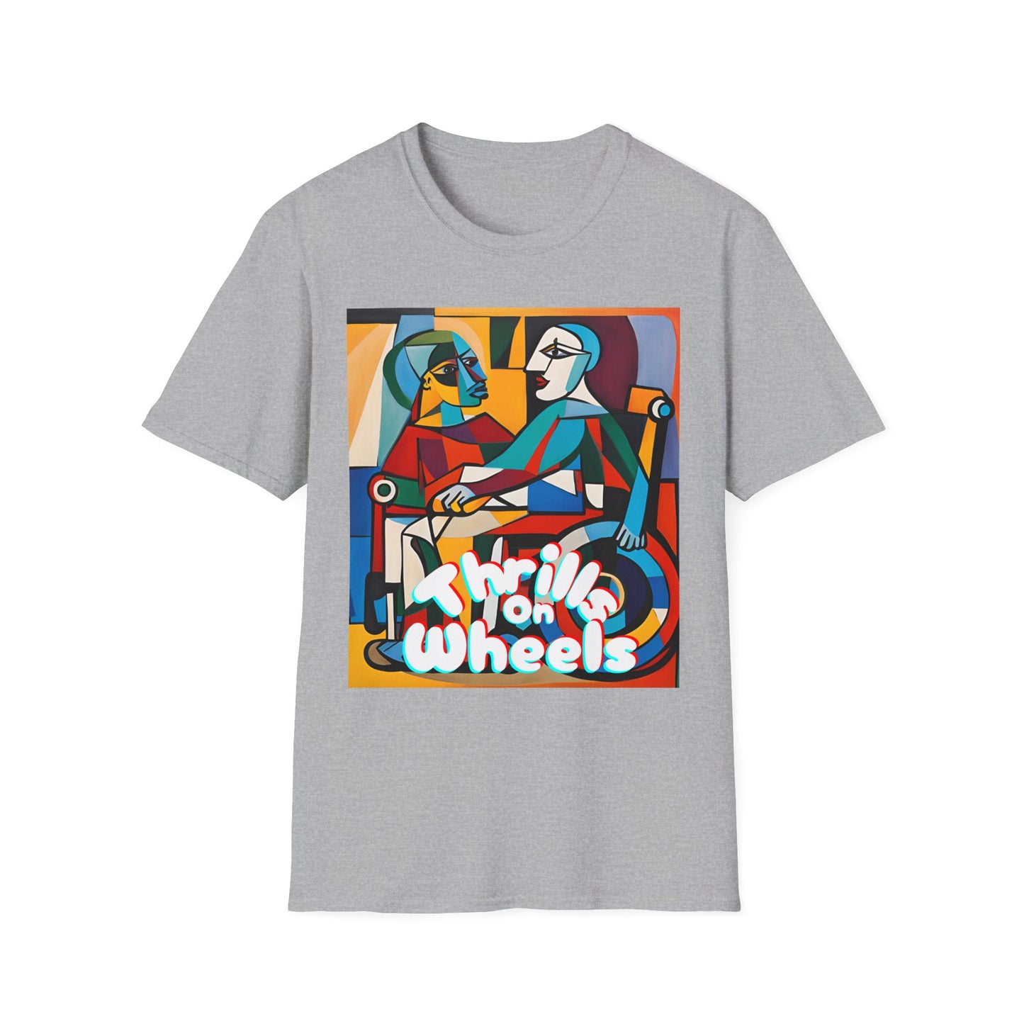 Unisex Softstyle T-Shirt Designed as the perfect gift or merch for that art loving and creative inspirational wheelchair or mobility scooter user.