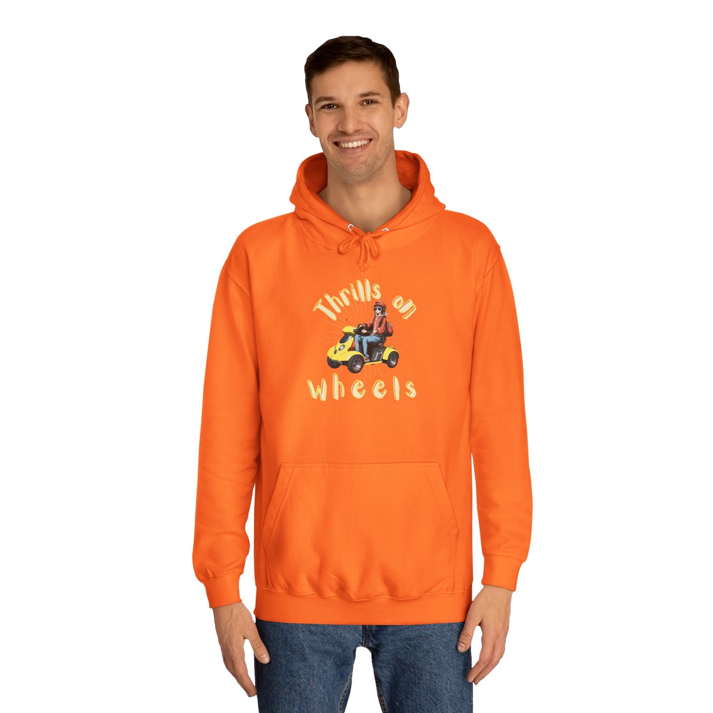 Unisex College Hoodie Designed as the perfect gift or merch for that dynamic inspirational wheelchair or mobility scooter using trendy lady