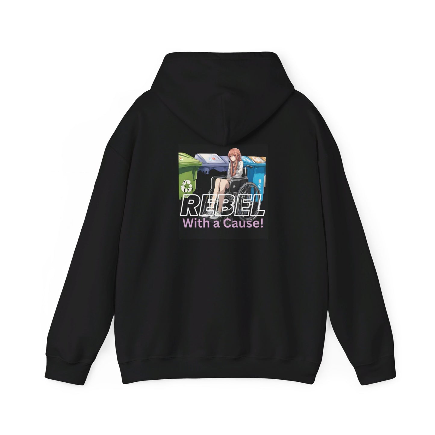 Unisex Heavy Blend™ Hooded Sweatshirt Designed as the perfect gift or merch for that earth loving inspirational wheelchair or mobility scooter eco warrior.