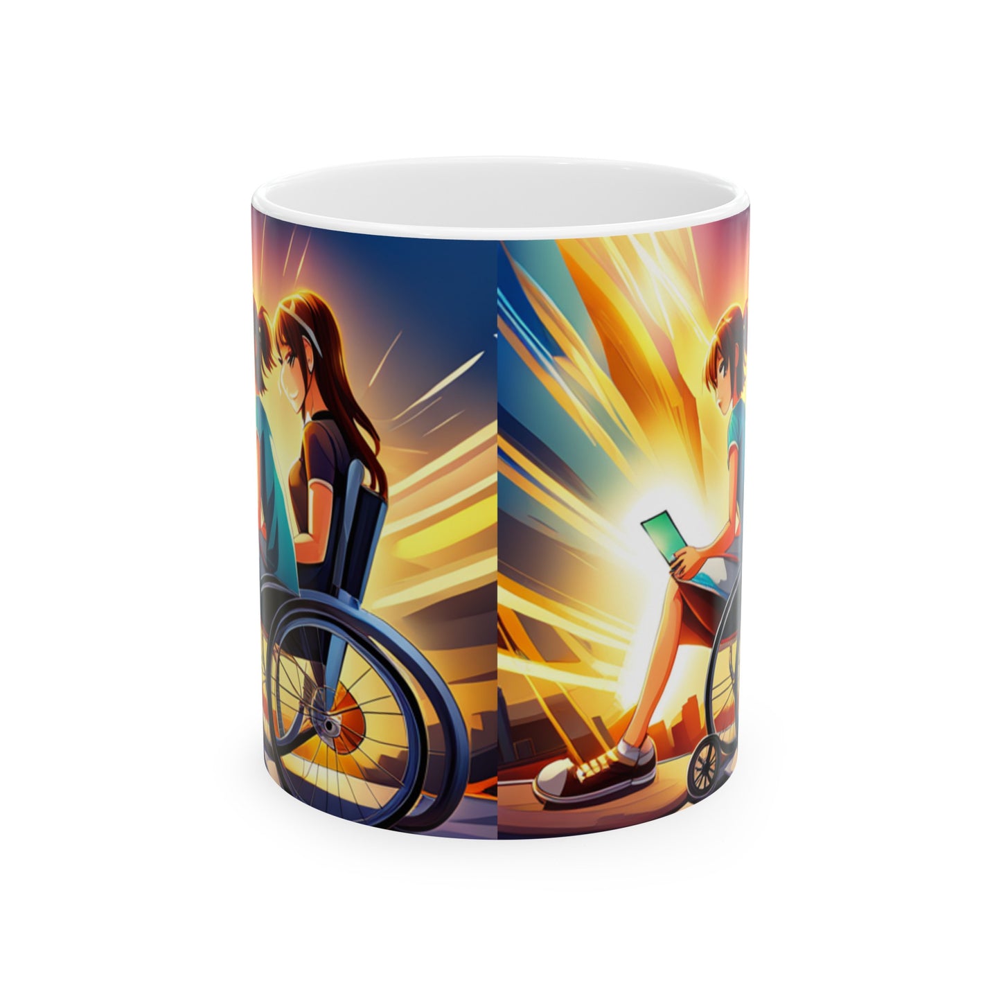 Ceramic Mug, (11oz, 15oz)designed as the perfect gift for that artistic and inspirational wheelchair or mobility scooter user.