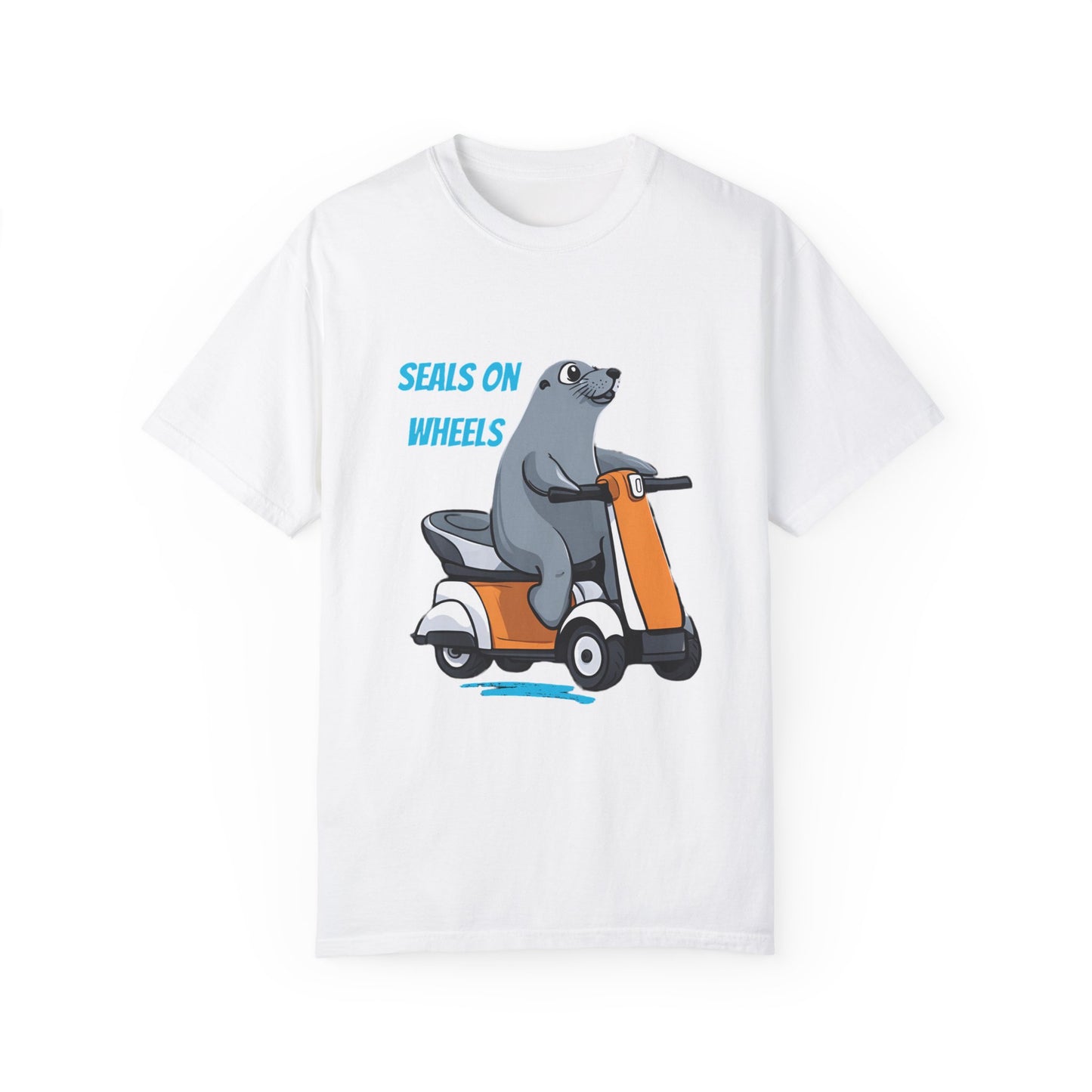 Unisex Garment-Dyed T-shirt designed as the perfect gift for that dynamic inspirational nature loving wheelchair or mobility scooter user.