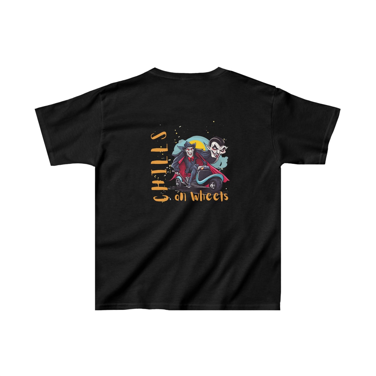 Kids Heavy Cotton™ Tee Designed as the perfect gift or merch for Halloween for that dynamic inspirational fun loving wheelchair or mobility scooter user.