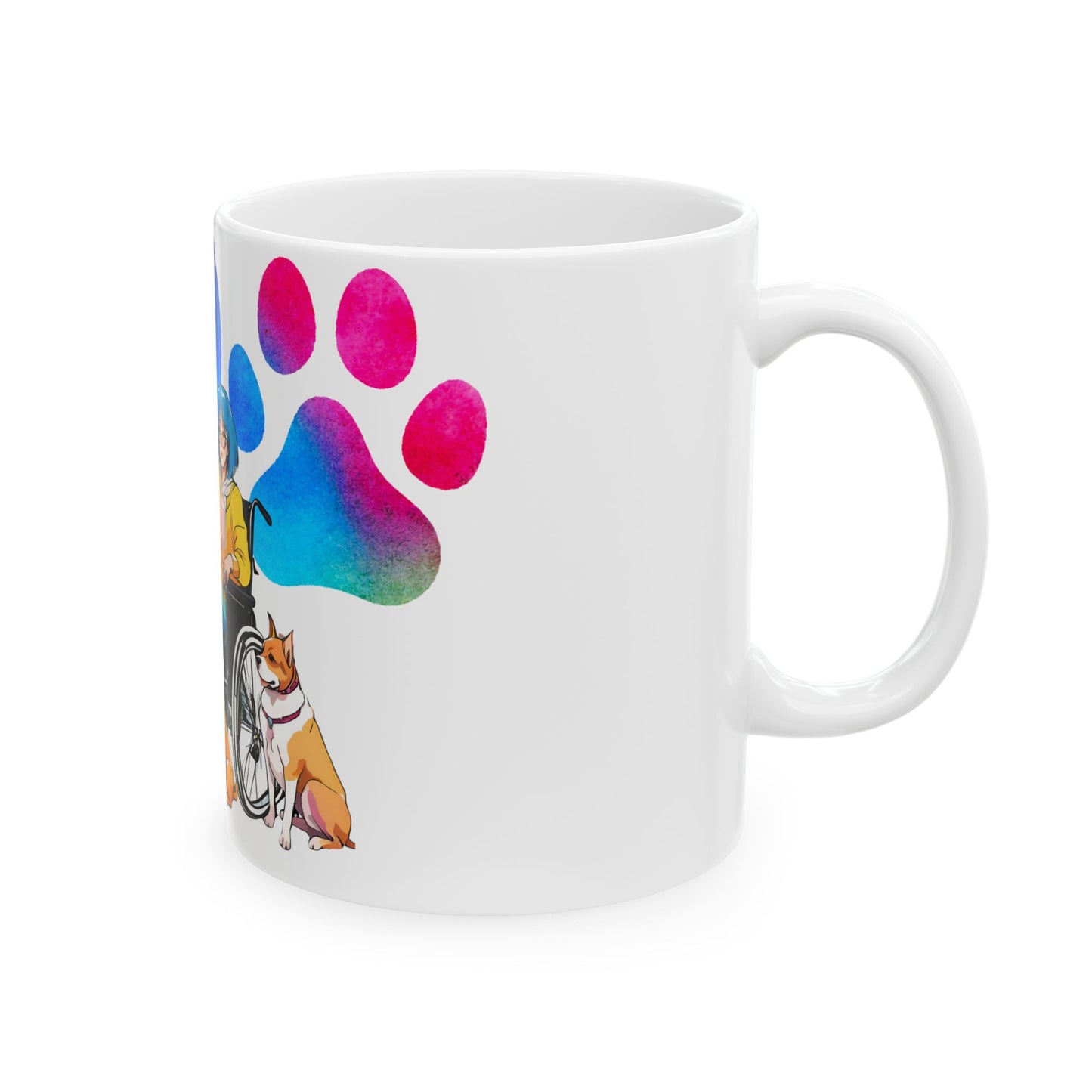 Ceramic Mug, (11oz, 15oz) Designed as the perfect gift or merch for that dog loving inspirational wheelchair or mobility scooter users