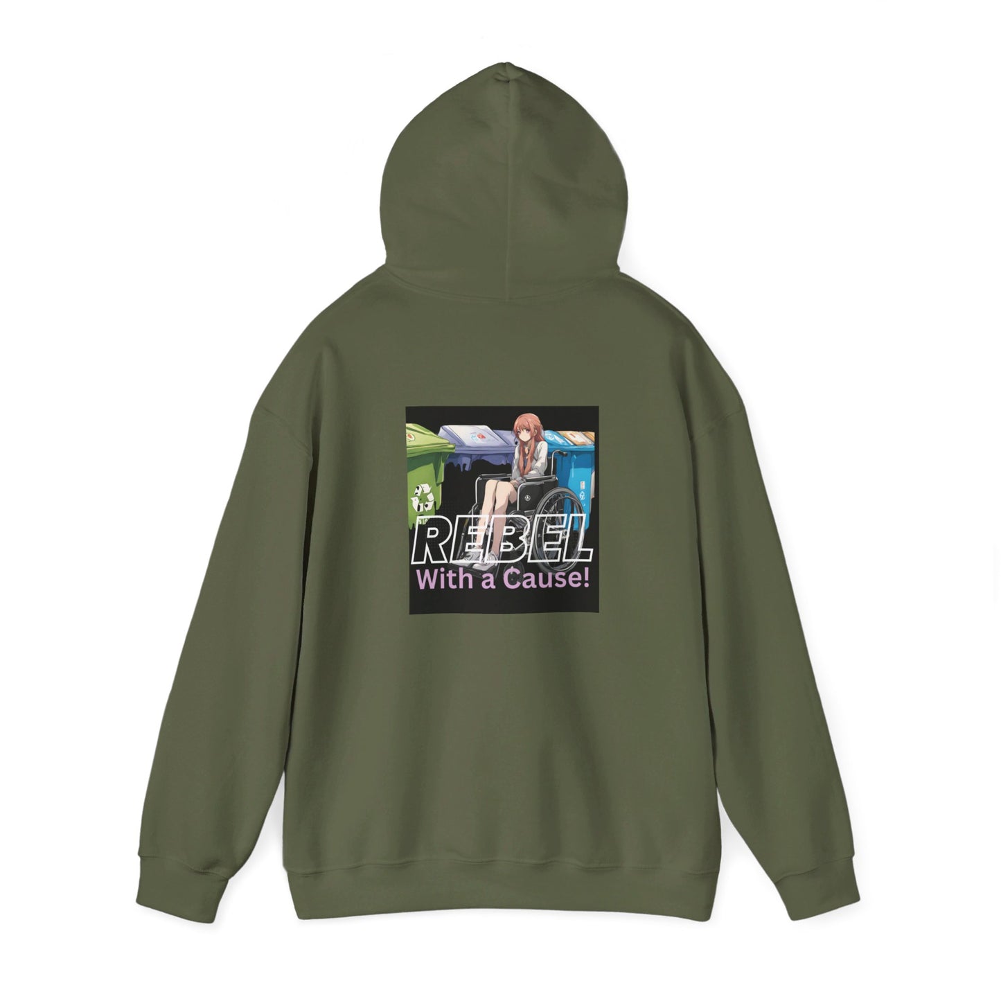 Unisex Heavy Blend™ Hooded Sweatshirt Designed as the perfect gift or merch for that earth loving inspirational wheelchair or mobility scooter eco warrior.