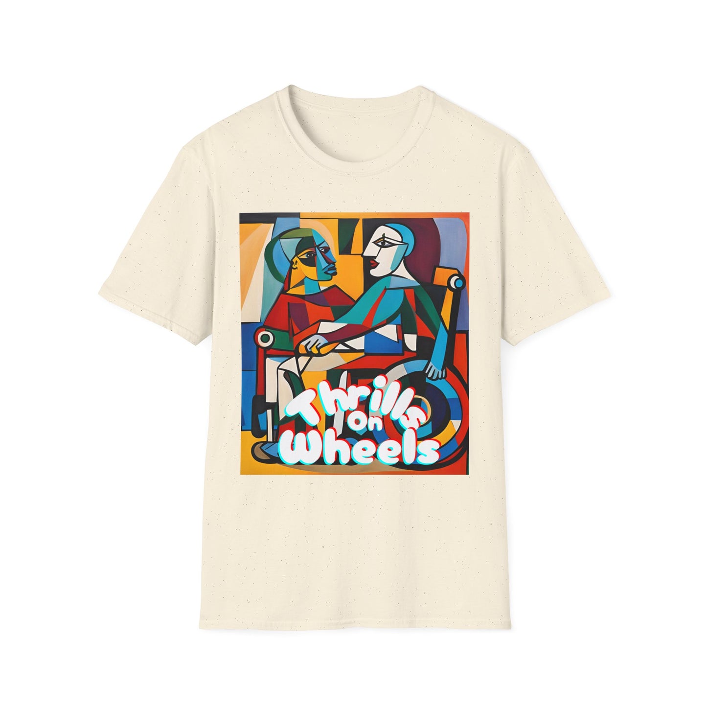 Unisex Softstyle T-Shirt Designed as the perfect gift or merch for that art loving and creative inspirational wheelchair or mobility scooter user.