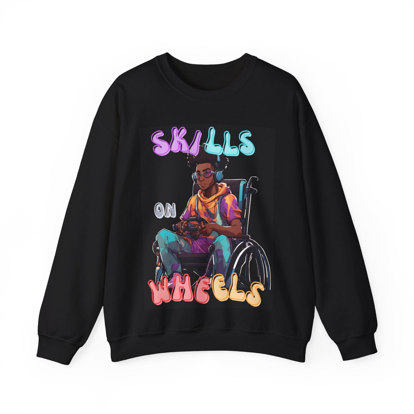 Unisex Heavy Blend™ Crewneck Sweatshirt Designed as the perfect gift or merch for that video game loving inspirational wheelchair or mobility scooter gamer.