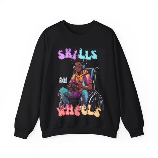 Unisex Heavy Blend™ Crewneck Sweatshirt Designed as the perfect gift or merch for that video game loving inspirational wheelchair or mobility scooter gamer.