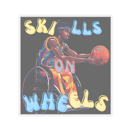 Kiss-Cut Stickers Designed as the perfect gift or merch for that dynamic inspirational wheelchair basketball loving and competitive wheelchair or mobility llscooter user.