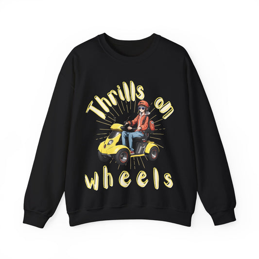 Unisex Heavy Blend™ Crewneck SweatshirtDesigned as the perfect gift or merch for that dynamic inspirational wheelchair or mobility scooter using trendy lady