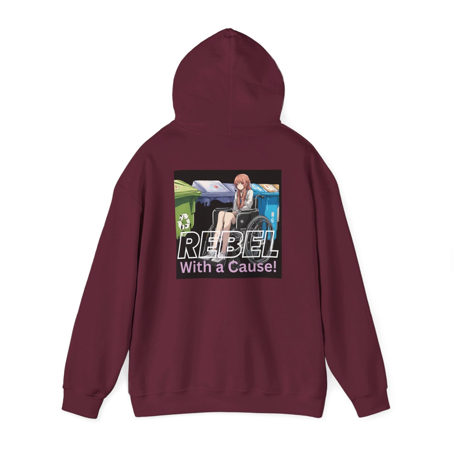 Unisex Heavy Blend™ Hooded Sweatshirt Designed as the perfect gift or merch for that earth loving inspirational wheelchair or mobility scooter eco warrior.