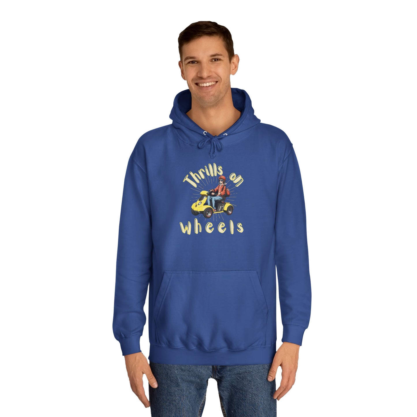 Unisex College Hoodie Designed as the perfect gift or merch for that dynamic inspirational wheelchair or mobility scooter using trendy lady