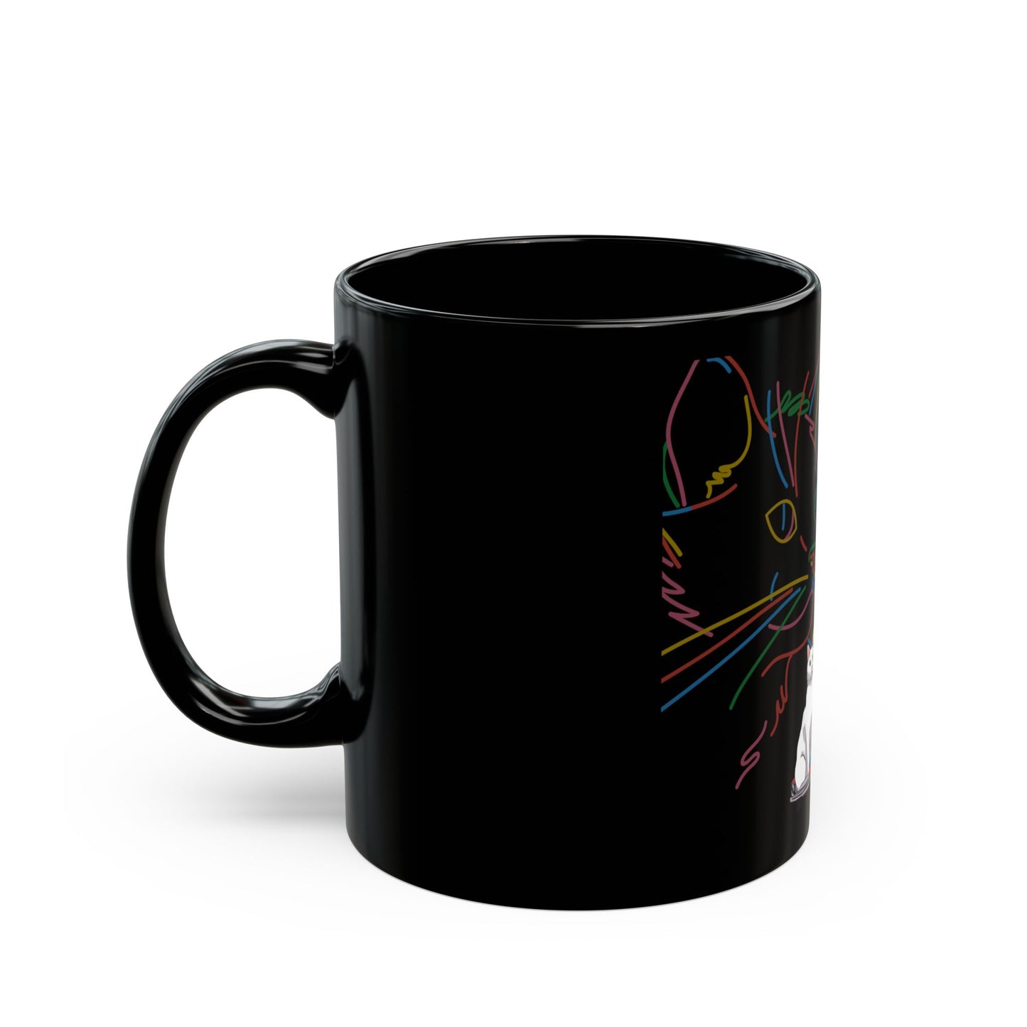 Black Mug (11oz, 15oz) Designed as the perfect gift or merch for that cat loving inspirational wheelchair or mobility scooter trendy lady.