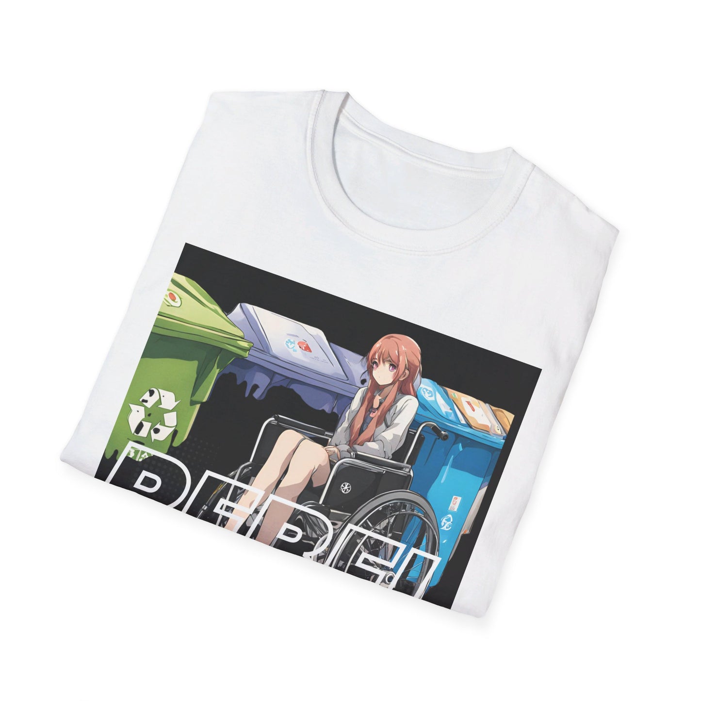 Unisex Softstyle T-Shirt Designed as the perfect gift or merch for that earth loving inspirational wheelchair or mobility scooter eco warrior.