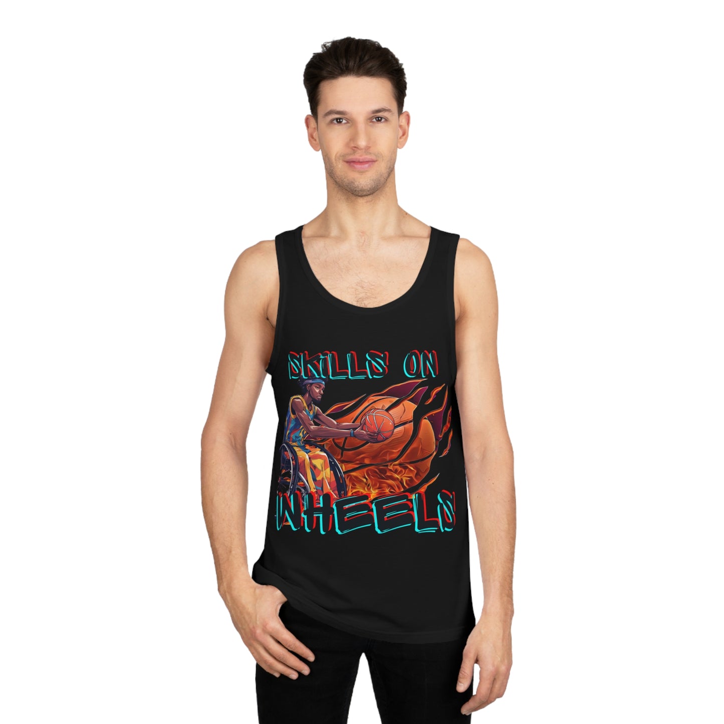 Unisex Softstyle™ Tank Top Designed as the perfect gift for that inspirational wheelchair basketball loving and competitive wheelchair or mobility scooter user.