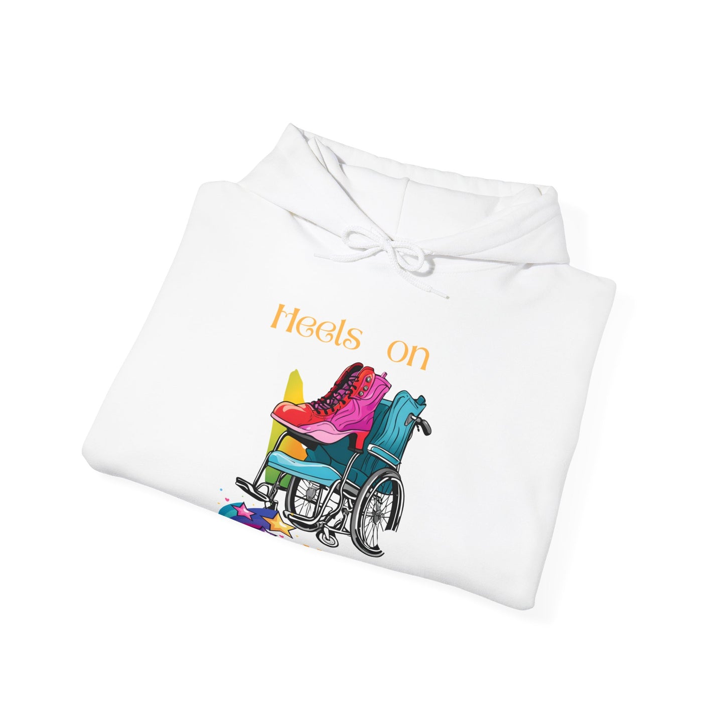 Unisex Heavy Blend™ Hooded Sweatshirt Designed as the perfect gift or merch for that dynamic inspirational wheelchair or mobility scooter using trendy lady on