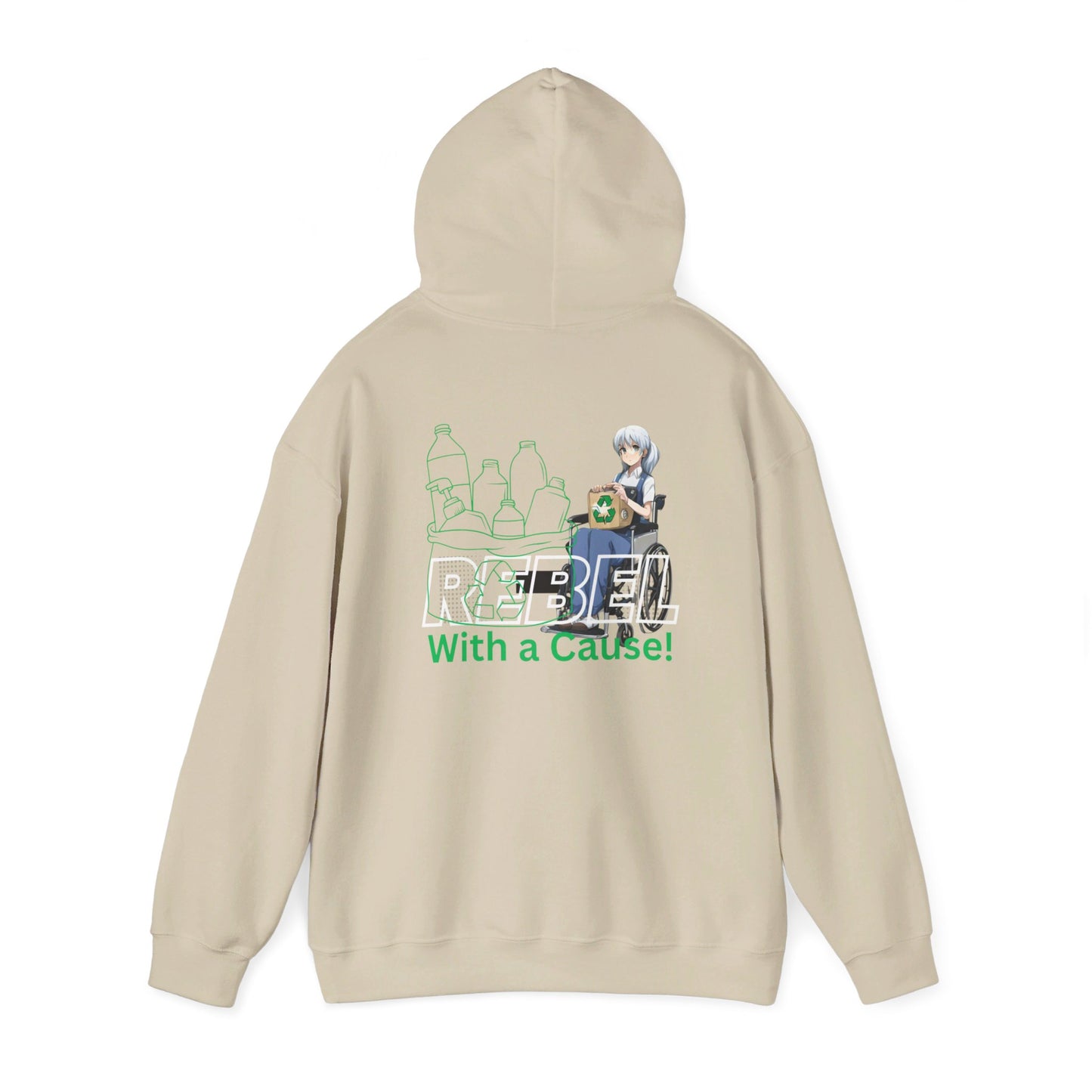 Unisex Heavy Blend™ Hooded Sweatshirt Designed as the perfect gift or merch for that earth loving inspirational wheelchair or mobility scooter eco warrior.