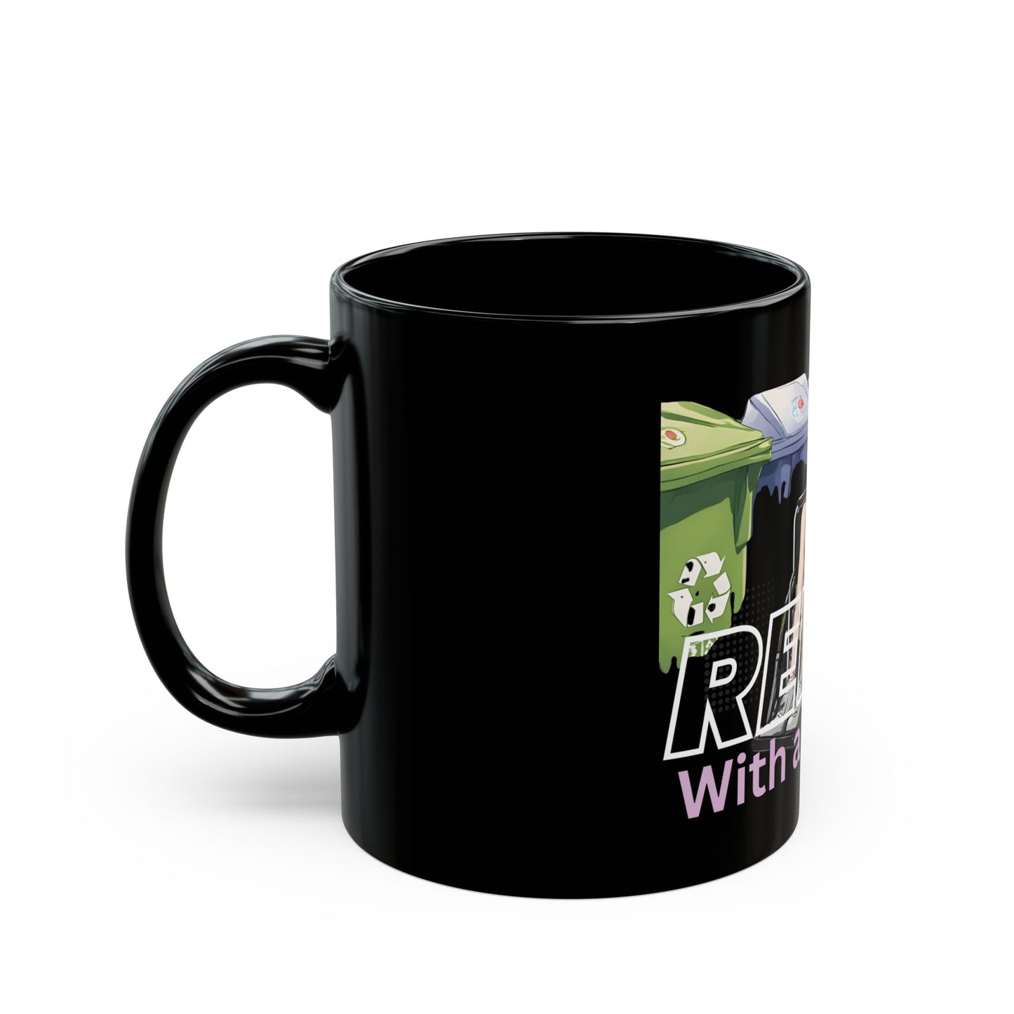 Black Mug (11oz, 15oz) Designed as the perfect gift or merch for that earth loving inspirational wheelchair or mobility scooter eco warrior.