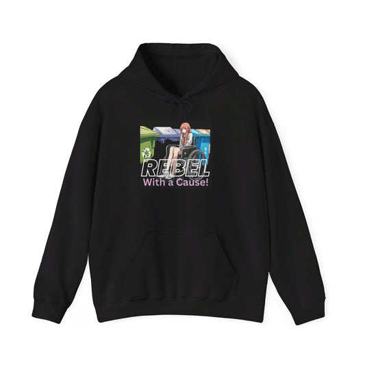 Unisex Heavy Blend™ Hooded Sweatshirt Designed as the perfect gift or merch for that earth loving inspirational wheelchair or mobility scooter eco warrior.