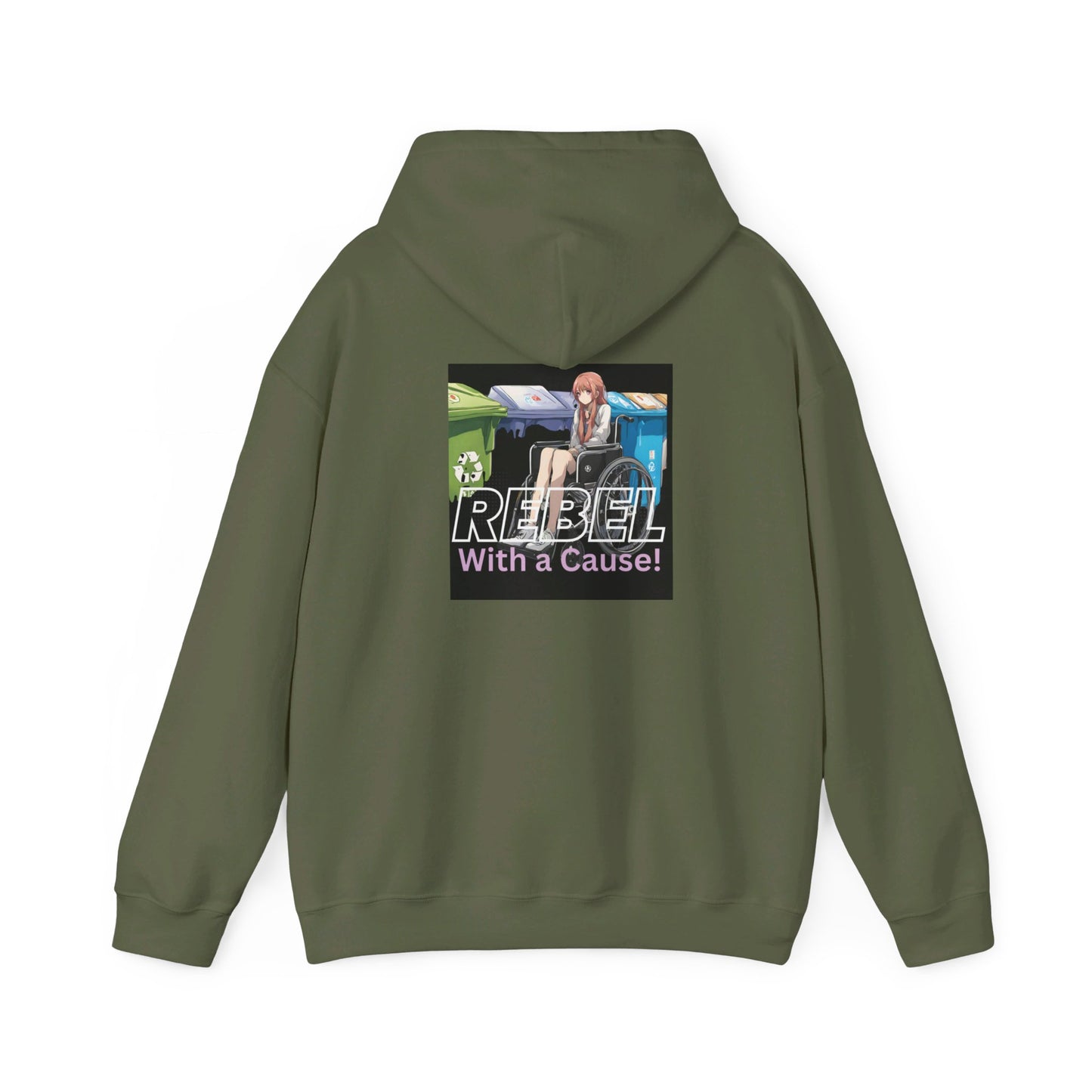 Unisex Heavy Blend™ Hooded Sweatshirt Designed as the perfect gift or merch for that earth loving inspirational wheelchair or mobility scooter eco warrior.