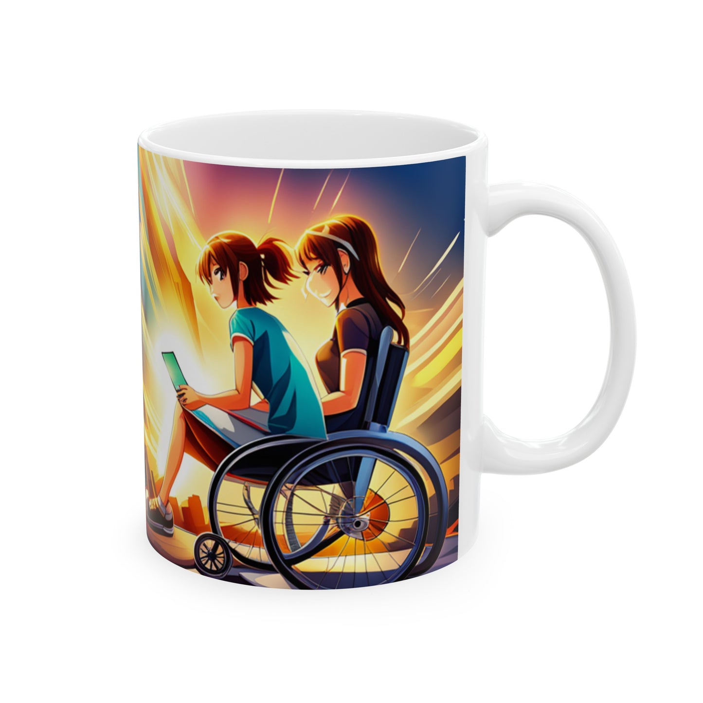 Ceramic Mug, (11oz, 15oz)designed as the perfect gift for that artistic and inspirational wheelchair or mobility scooter user.