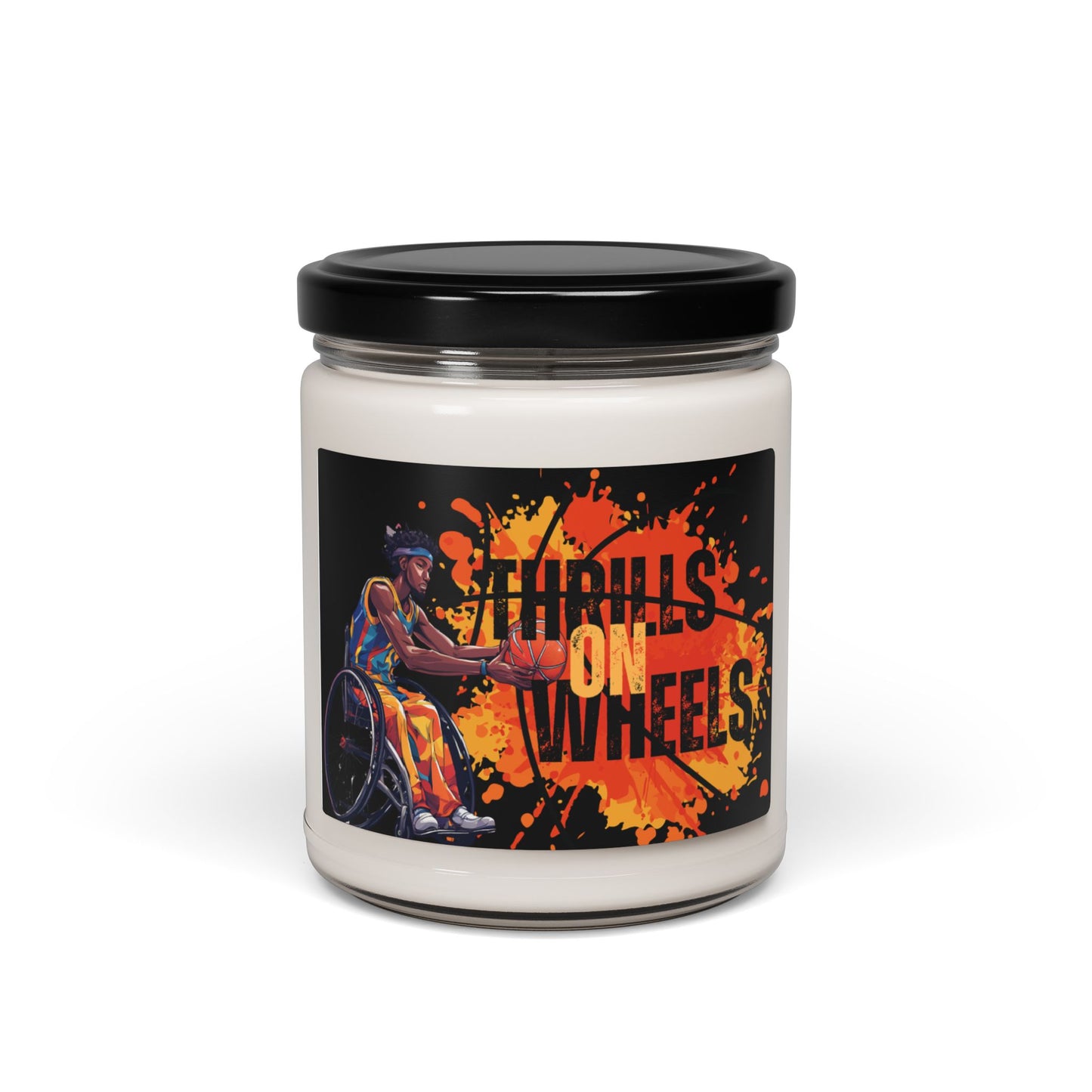 Scented Soy Candle, 9oz Designed as the perfect gift or merch for that inspirational wheelchair basketball loving and competitive wheelchair mobility scooter user.