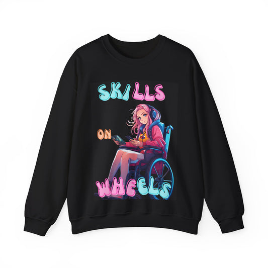 Unisex Heavy Blend™ Crewneck Sweatshirt Designed as the perfect gift or merch for that video game loving inspirational wheelchair or mobility scooter gamer.