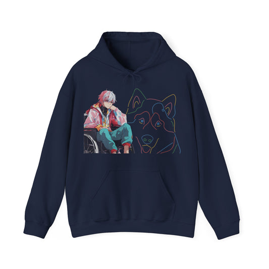 Unisex Heavy Blend™ Hooded Sweatshirt Designed as the perfect gift or merch for that dog loving inspirational wheelchair or mobility scooter user