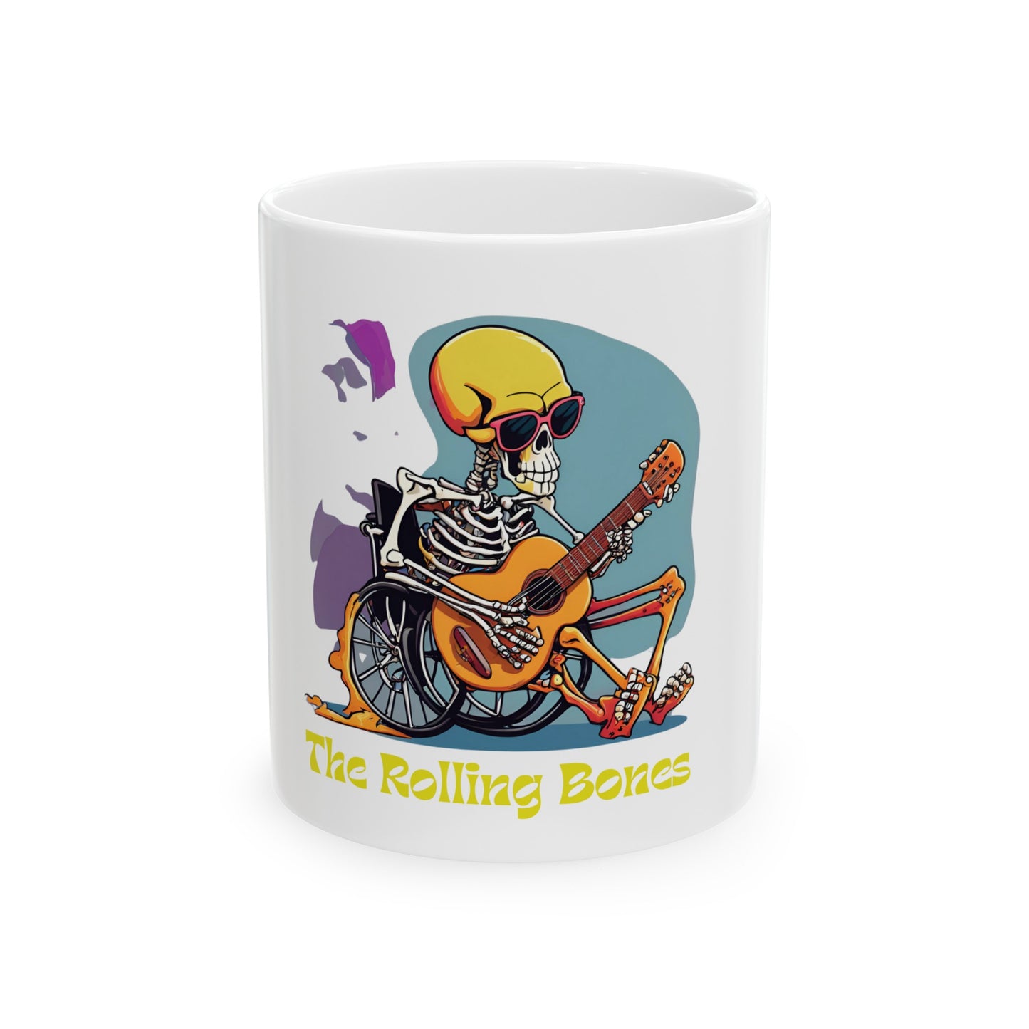 Ceramic Mug designed as the perfect gift or merch for that dynamic inspirational music loving wheelchair or mobility scooter using rocker.