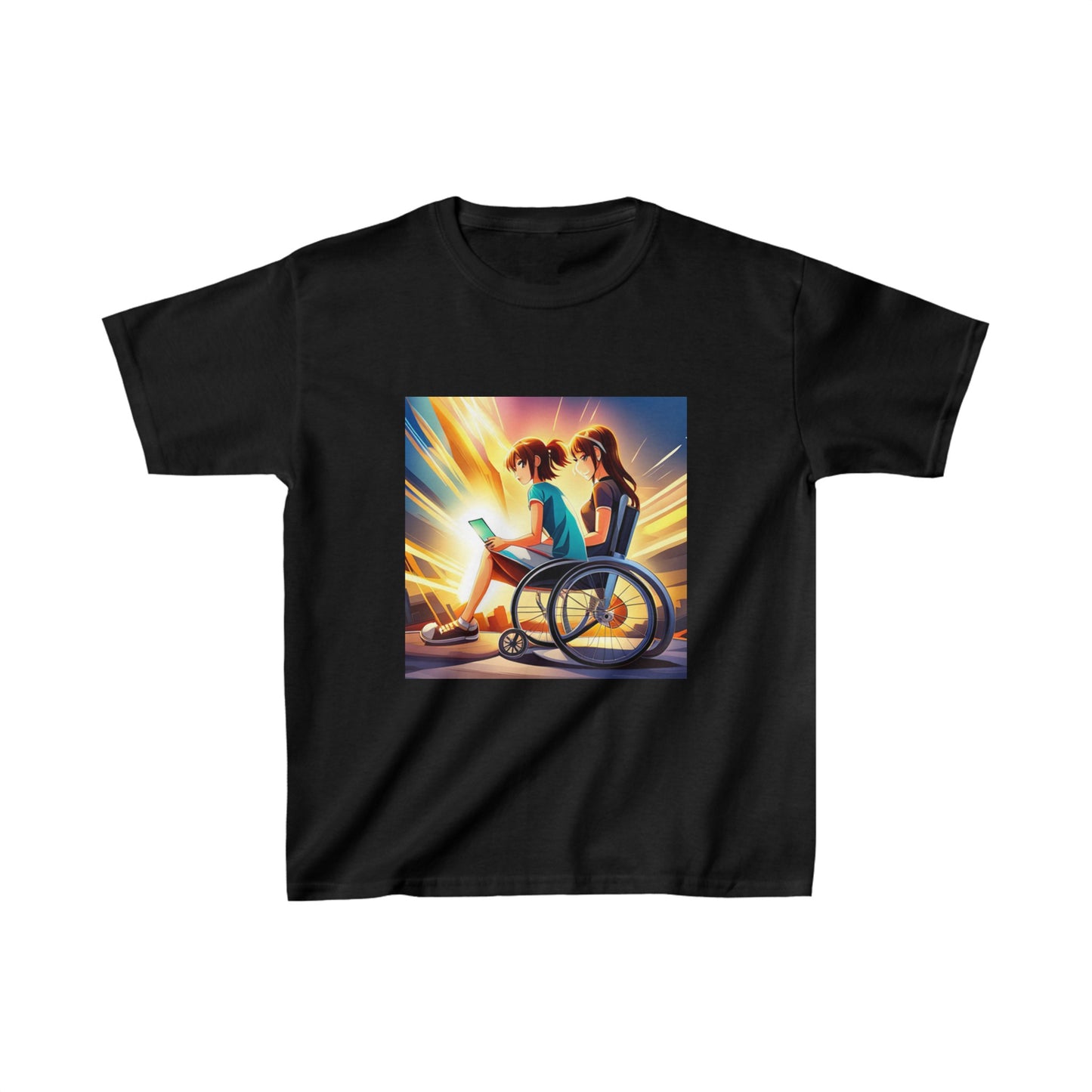 Kids Heavy Cotton™ Tee designed as the perfect gift for that young dynamic inspirational wheelchair or mobility scooter user.