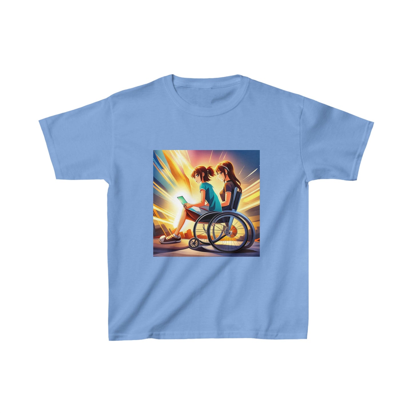 Kids Heavy Cotton™ Tee designed as the perfect gift for that young dynamic inspirational wheelchair or mobility scooter user.