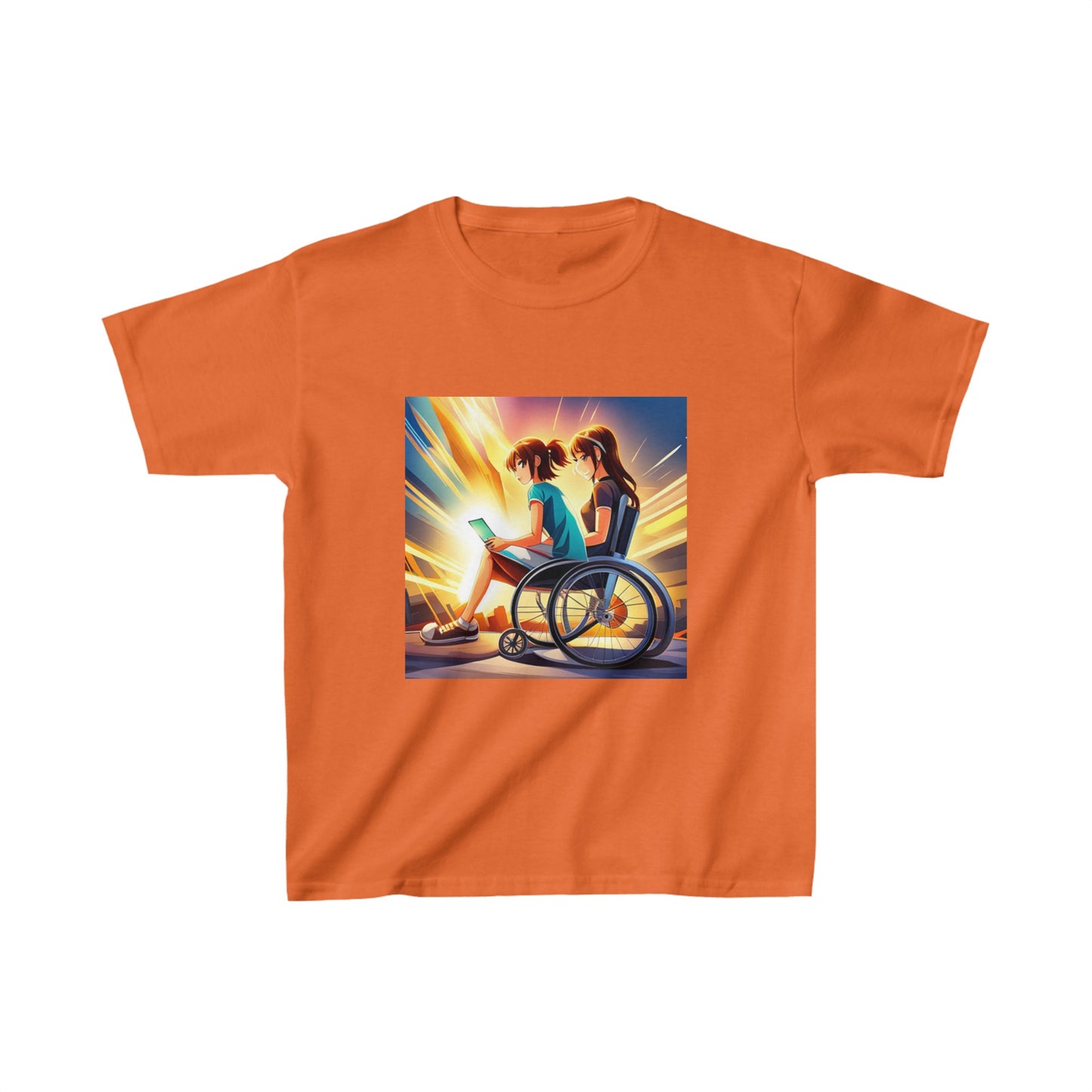 Kids Heavy Cotton™ Tee designed as the perfect gift for that young dynamic inspirational wheelchair or mobility scooter user.