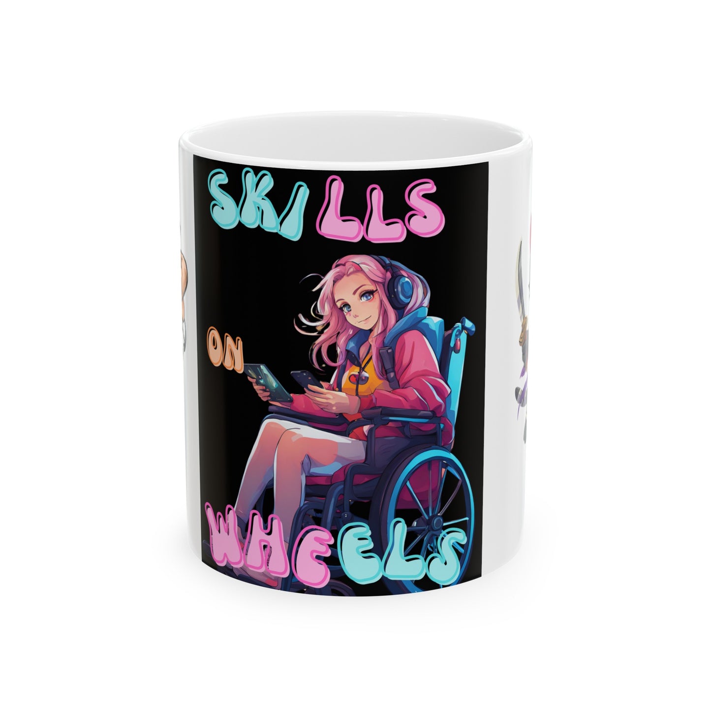 Ceramic Mug, (11oz, 15oz) Designed as the perfect gift or merch for that video game loving inspirational wheelchair or mobility scooter gamer.